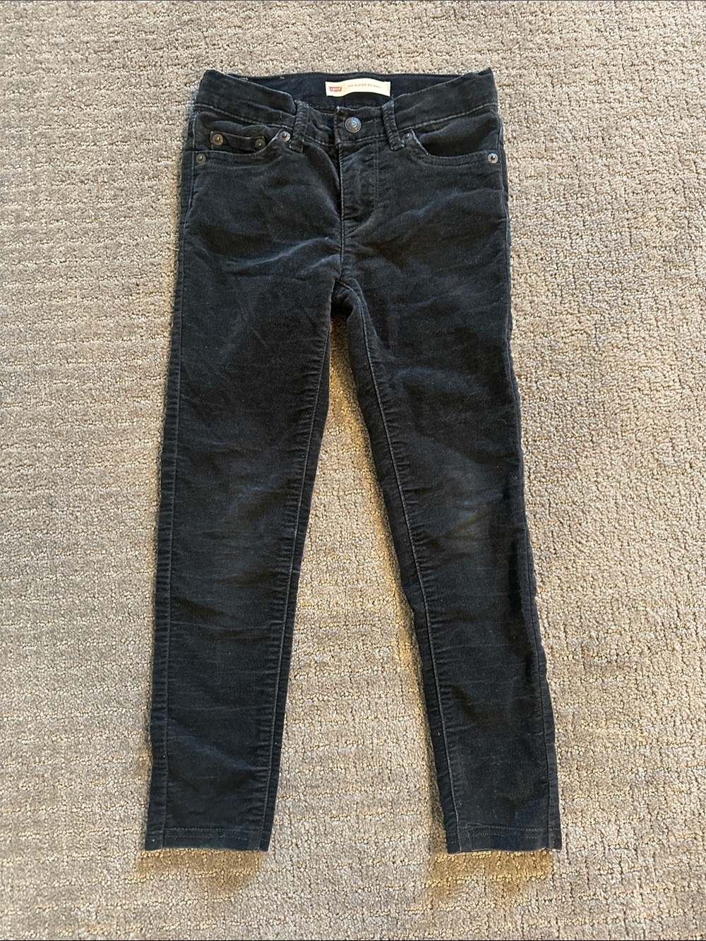 Kids Skinny Corduroy Pants in Black
